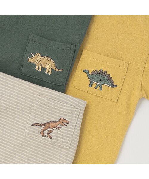 petit main / プティマイン Tシャツ | 恐竜刺しゅうポケット長袖Tシャツ | 詳細4