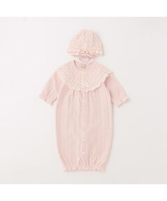 petit main / プティマイン ロンパース | 【弱酸性】帽子付レース切替2WAYオール