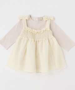 petit main / プティマイン ミニ丈・ひざ丈ワンピース | 肩リボンチュールワンピセット