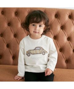 petit main / プティマイン Tシャツ | 車アップリケ長袖T