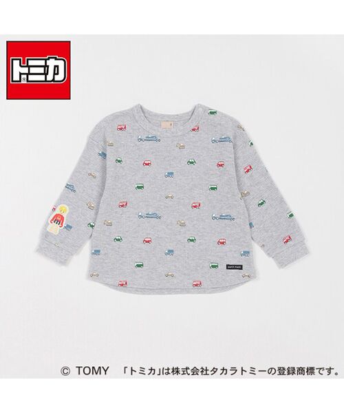 petit main / プティマイン カットソー | 【TOMICA】ワッフル総柄長袖Tシャツ | 詳細1