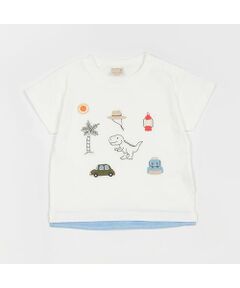 キャンプ恐竜刺しゅうTシャツ