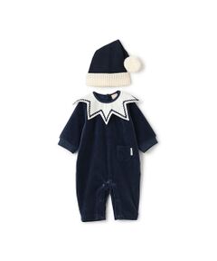 petit main / プティマイン ロンパース | Xmas なりきりサンタ帽付きカバーオール