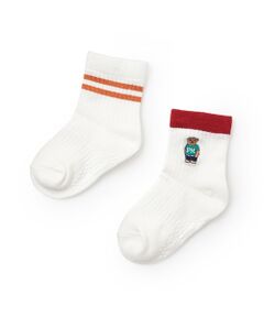 petit main / プティマイン ソックス | くま・ラインクルーソックス2P