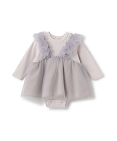 petit main / プティマイン ロンパース | 肩フリルチュールOPロンパース