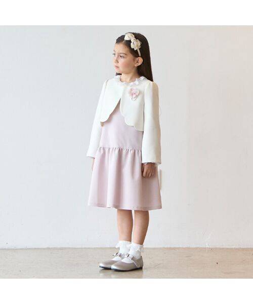 petit main / プティマイン ベビー・キッズウエア | 長袖OP＋スカラップジャケットセット | 詳細1