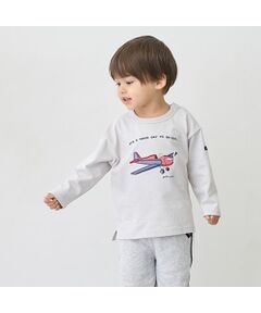 petit main / プティマイン Tシャツ | 乗り物アップリケ長袖Tシャツ