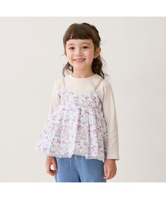 petit main / プティマイン Tシャツ | 【リンク】花柄ドッキング長T