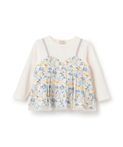 petit main / プティマイン Tシャツ | 【リンク】花柄ドッキング長T