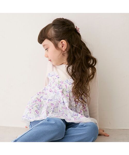 petit main / プティマイン Tシャツ | 【リンク】花柄ドッキング長T | 詳細3