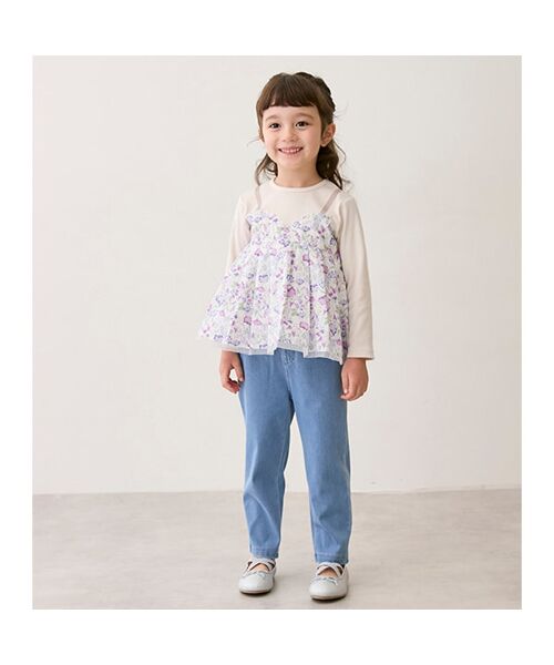 petit main / プティマイン Tシャツ | 【リンク】花柄ドッキング長T | 詳細4