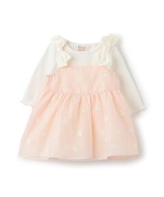 petit main / プティマイン ロンパース | 花刺繍ワンピロンパース