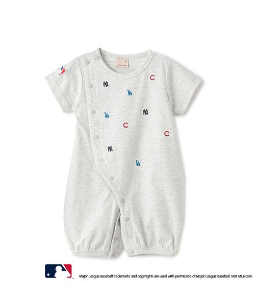 petit main/プティマイン 【MLB】チーム刺繍2WAYオール TOP・グレ- 50-70 petit main/プティマイン 【MLB】チーム刺繍2WAYオール TOP・グレ- 50-70