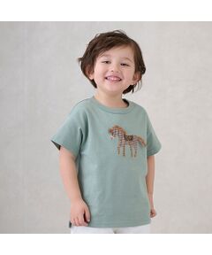 petit main / プティマイン Tシャツ | アップリケ車・ポニー半袖Tシャツ