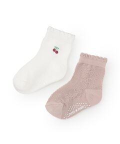 petit main / プティマイン ソックス | 刺繍・フロートクルーソックス2P