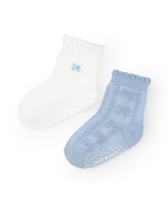 petit main / プティマイン ソックス | 刺繍・フロートクルーソックス2P