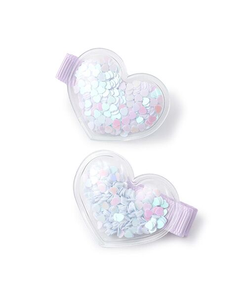 petit main/プティマイン ハートフレークヘアクリップ2P オフホワイト F petit main/プティマイン ハートフレークヘアクリップ2P オフホワイト F