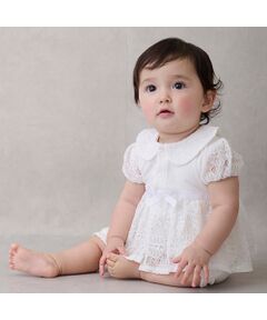 petit main / プティマイン ロンパース | 【弱酸性】レースペプラム半袖2WAYオール