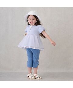 petit main / プティマイン ショート・ハーフ・半端丈パンツ | 【スマイルシリーズ】サイドリボン7分丈パンツ