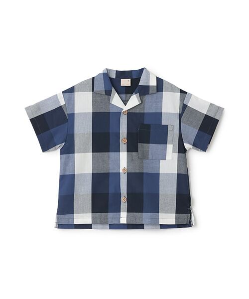 petit main / プティマイン シャツ・ブラウス | マルチ柄開襟半袖シャツ(コン)