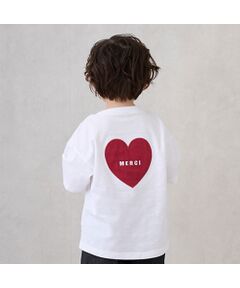 petit main / プティマイン Tシャツ | 【防汚加工】背中ハート半袖Tシャツ