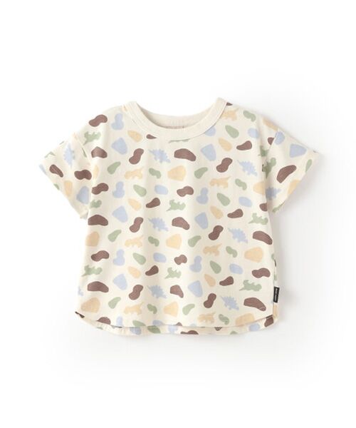 petit main/プティマイン 【GOODPRICE冷感】総柄半袖Tシャツ ベ-ジュ 120 petit main/プティマイン 【GOODPRICE冷感】総柄半袖Tシャツ ベ-ジュ 120