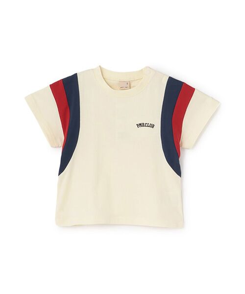 petit main / プティマイン Tシャツ | 【接触冷感】袖ライン配色半袖Tシャツ(クリ-ム)