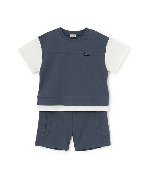 petit main / プティマイン カットソー | 【接触冷感】ドッキングカットセットアップ(ブル-)