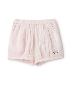 petit main / プティマイン ショート・ハーフ・半端丈パンツ | いちご刺繍バルーンパンツ