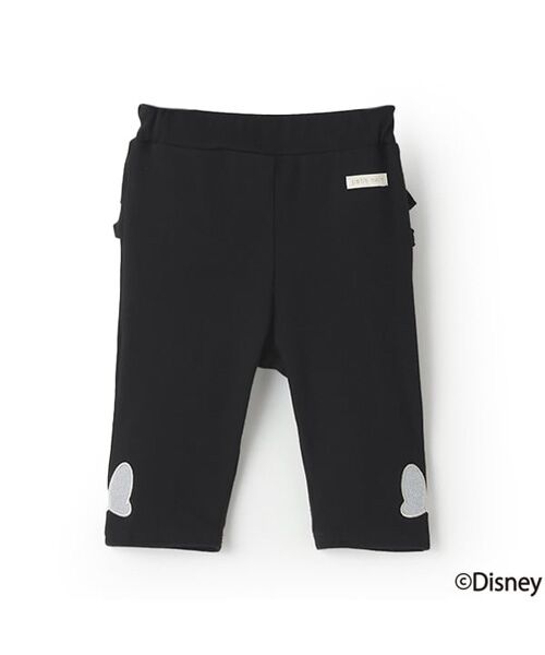 petit main / プティマイン ショート・ハーフ・半端丈パンツ | 【Disney】サイドリボン7分丈レギパン(クロ)
