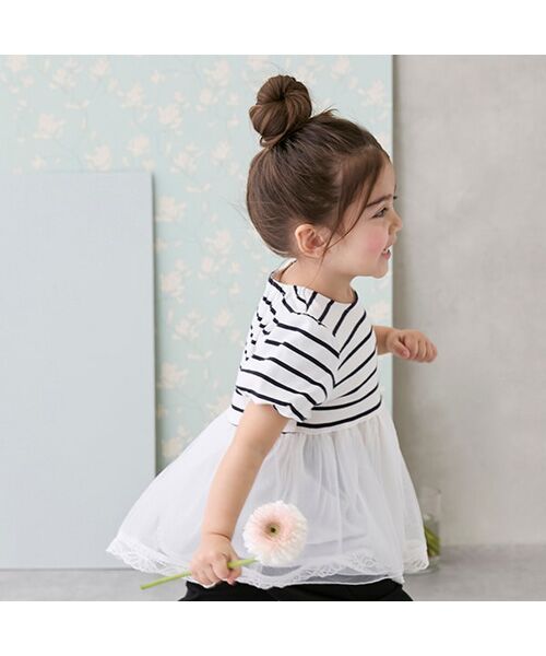 petit main / プティマイン Tシャツ | 【リンク】シアーペプラムドッキングT | 詳細1