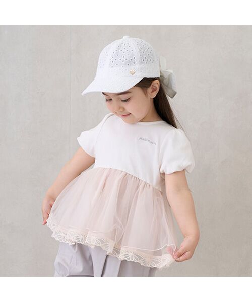 petit main / プティマイン Tシャツ | 【リンク】シアーペプラムドッキングT | 詳細4