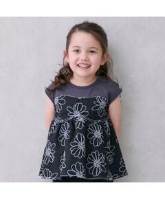 petit main / プティマイン Tシャツ | 【リンク】お花刺繍ドッキングT