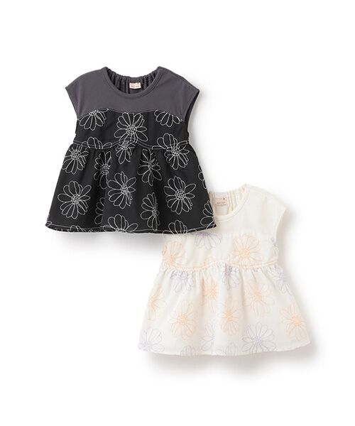 petit main / プティマイン Tシャツ | 【リンク】お花刺繍ドッキングT | 詳細12