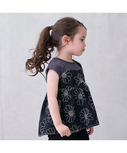 petit main / プティマイン Tシャツ | 【リンク】お花刺繍ドッキングT | 詳細2