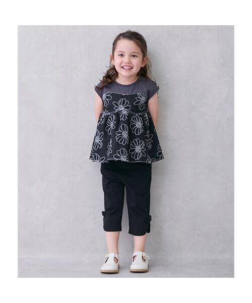 petit main / プティマイン Tシャツ | 【リンク】お花刺繍ドッキングT | 詳細4