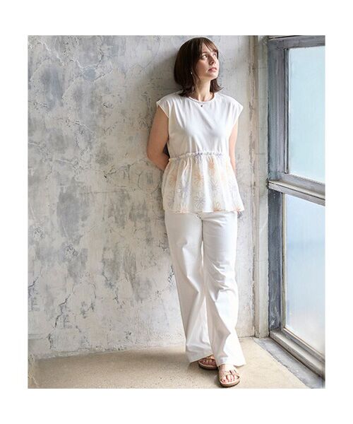 petit main / プティマイン Tシャツ | 【リンク】お花刺繍ドッキングT | 詳細5