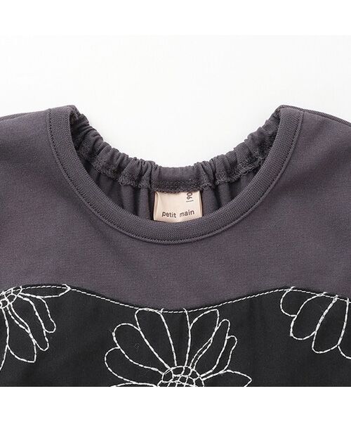 petit main / プティマイン Tシャツ | 【リンク】お花刺繍ドッキングT | 詳細7
