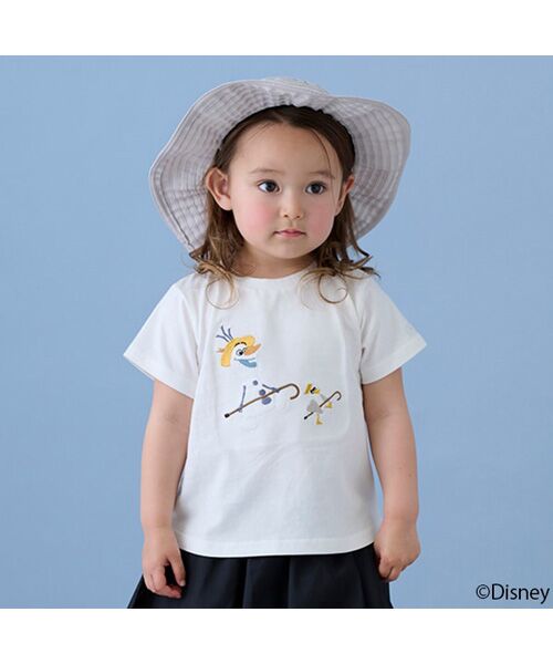 petit main/プティマイン 【Disney】オラフアップリケTシャツ オフホワイト 100 petit main/プティマイン 【Disney】オラフアップリケTシャツ オフホワイト 100