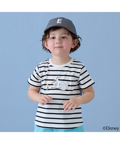 petit main/プティマイン 【Disney】オラフアップリケTシャツ クロ 110 petit main/プティマイン 【Disney】オラフアップリケTシャツ クロ 110