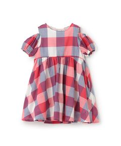 petit main / プティマイン ミニ丈・ひざ丈ワンピース | 【リンク】肩あきチェックワンピース