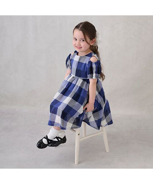 petit main / プティマイン ミニ丈・ひざ丈ワンピース | 【リンク】肩あきチェックワンピース | 詳細3