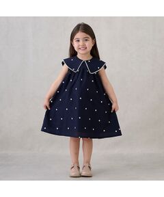 petit main / プティマイン ミニ丈・ひざ丈ワンピース | 【リンク】ハート刺繍ワンピース