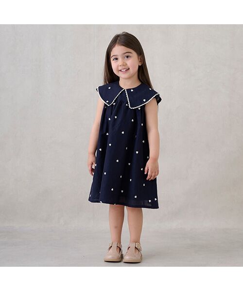 petit main / プティマイン ミニ丈・ひざ丈ワンピース | 【リンク】ハート刺繍ワンピース | 詳細1