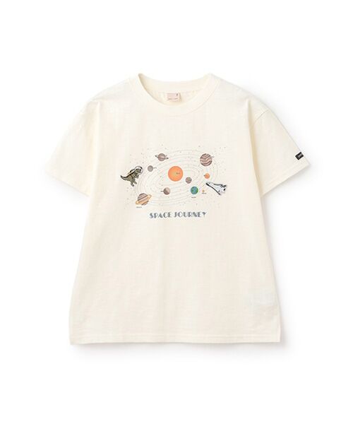 petit main/プティマイン 【防汚加工】宇宙グラフィックTシャツ オフホワイト 150