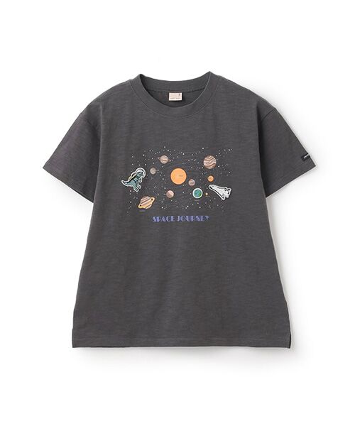 petit main/プティマイン 【防汚加工】宇宙グラフィックTシャツ チャコ-ル 140 petit main/プティマイン 【防汚加工】宇宙グラフィックTシャツ チャコ-ル 140
