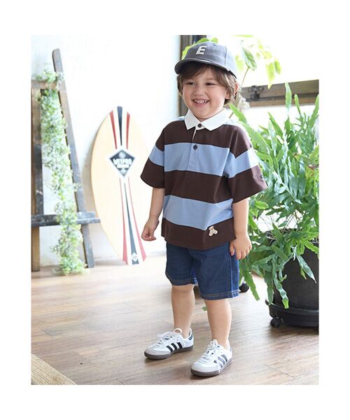 petit main / プティマイン ショート・ハーフ・半端丈パンツ | ストレッチデニムハーフパンツ(ブル-)