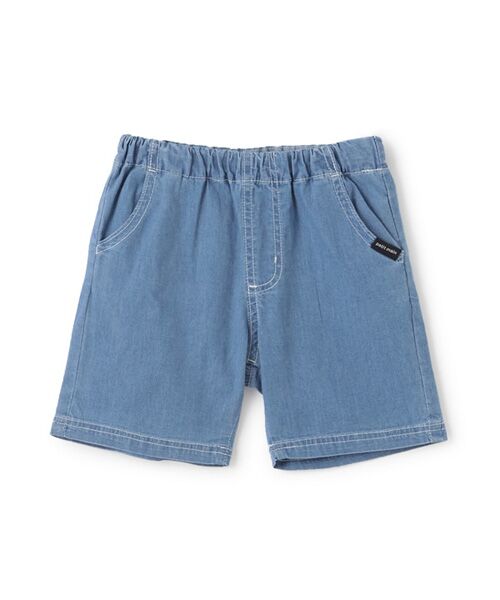 petit main / プティマイン ショート・ハーフ・半端丈パンツ | ストレッチデニムハーフパンツ(サックス)