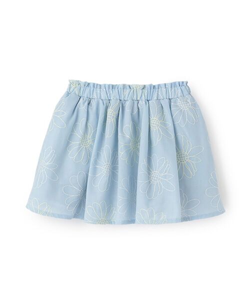 petit main/プティマイン 【リンク】花刺繍スカート サックス 100 petit main/プティマイン 【リンク】花刺繍スカート サックス 100