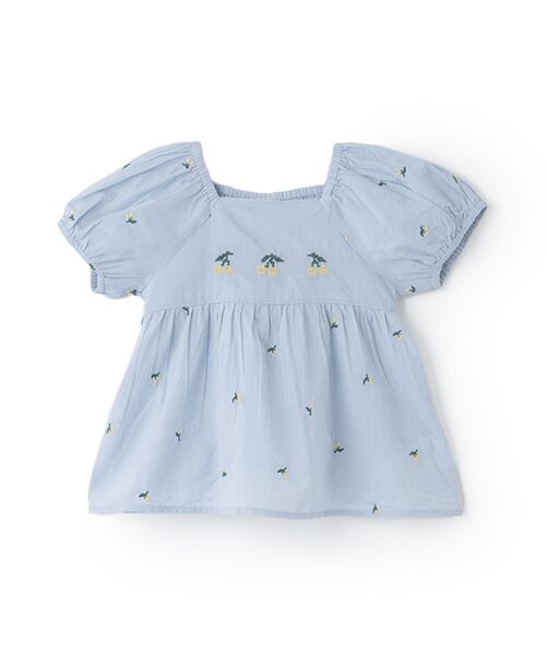 petit main / プティマイン シャツ・ブラウス | チェリー刺繍パフブラウス(L・ブル-)